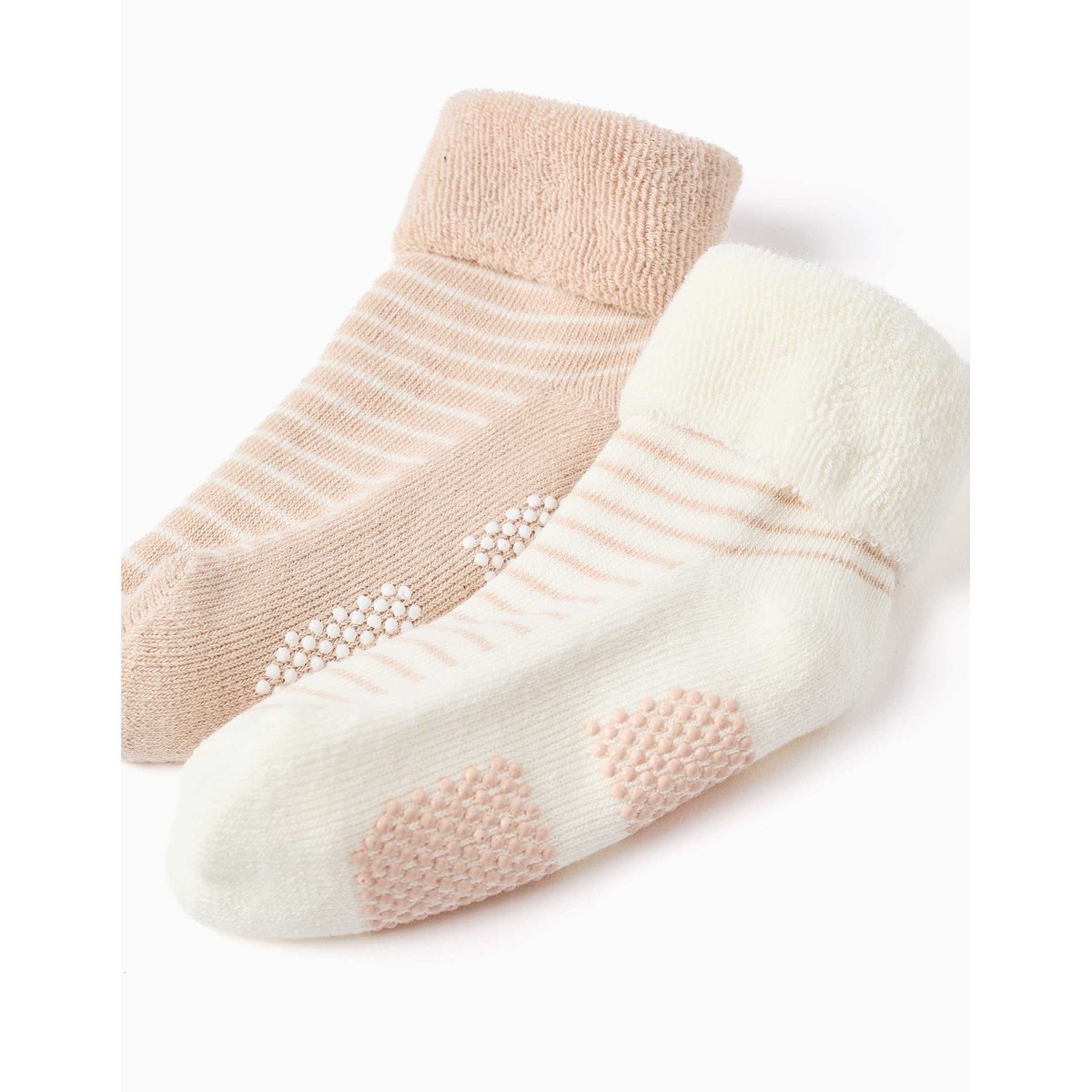 Lot de 2 chaussettes en éponge antidérapantes à rayures multicolore, ZIPPY