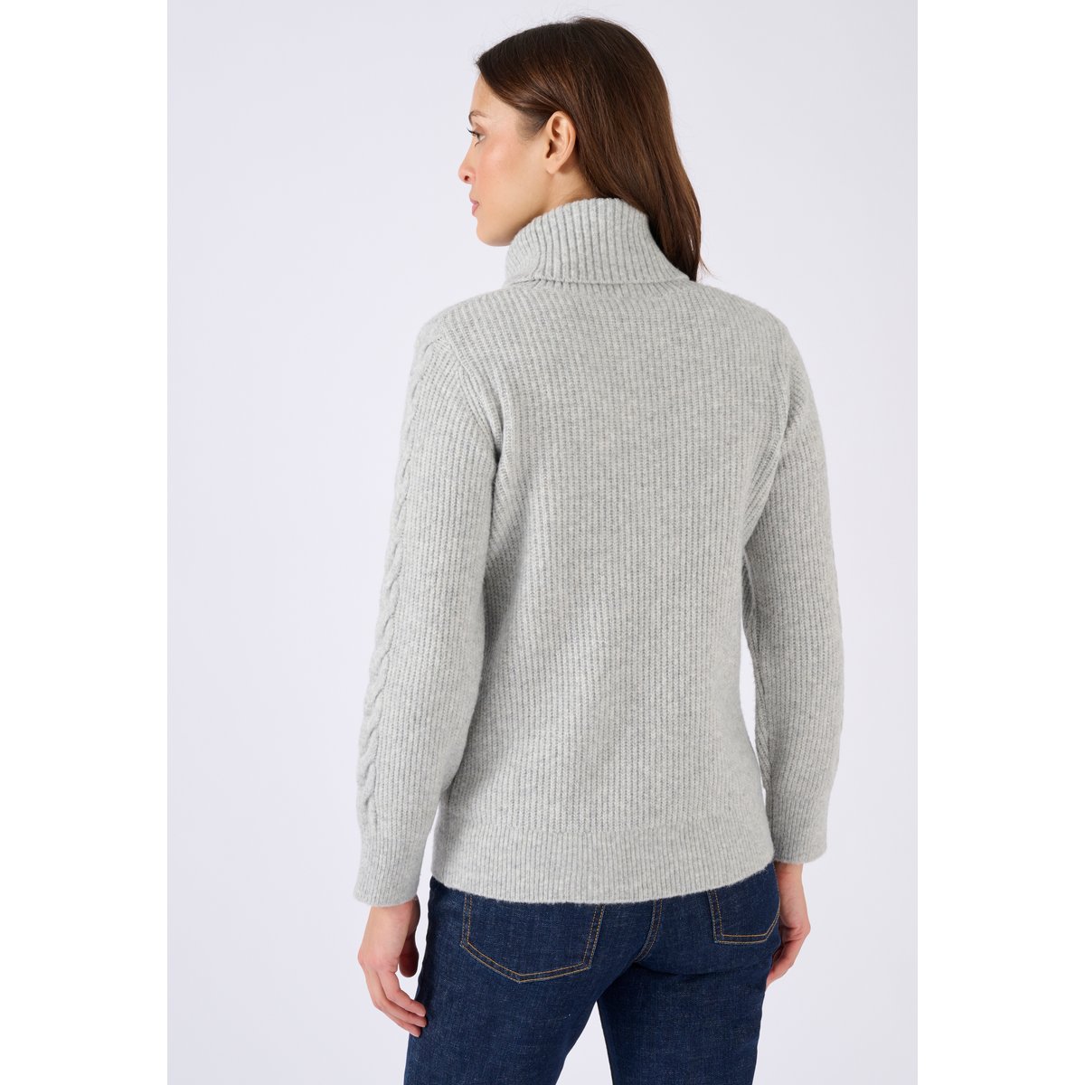 Pull col roulé torsadé Thermolactyl gris chiné, DAMART