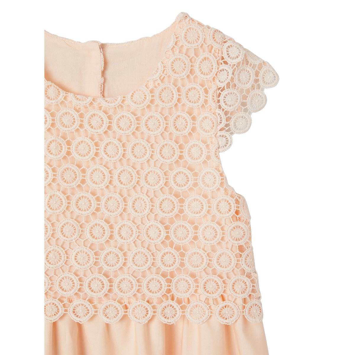 Robe de cérémonie effet 2 en 1 superposition en macramé rose nude, VERTBAUDET