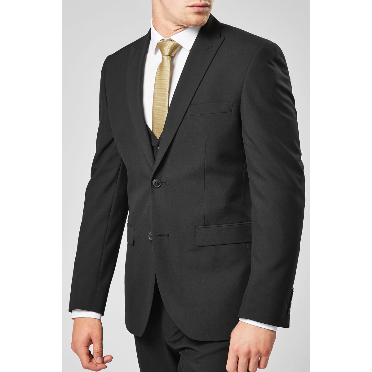 Veste de costume à deux boutons coupe ajustée noir, NEXT