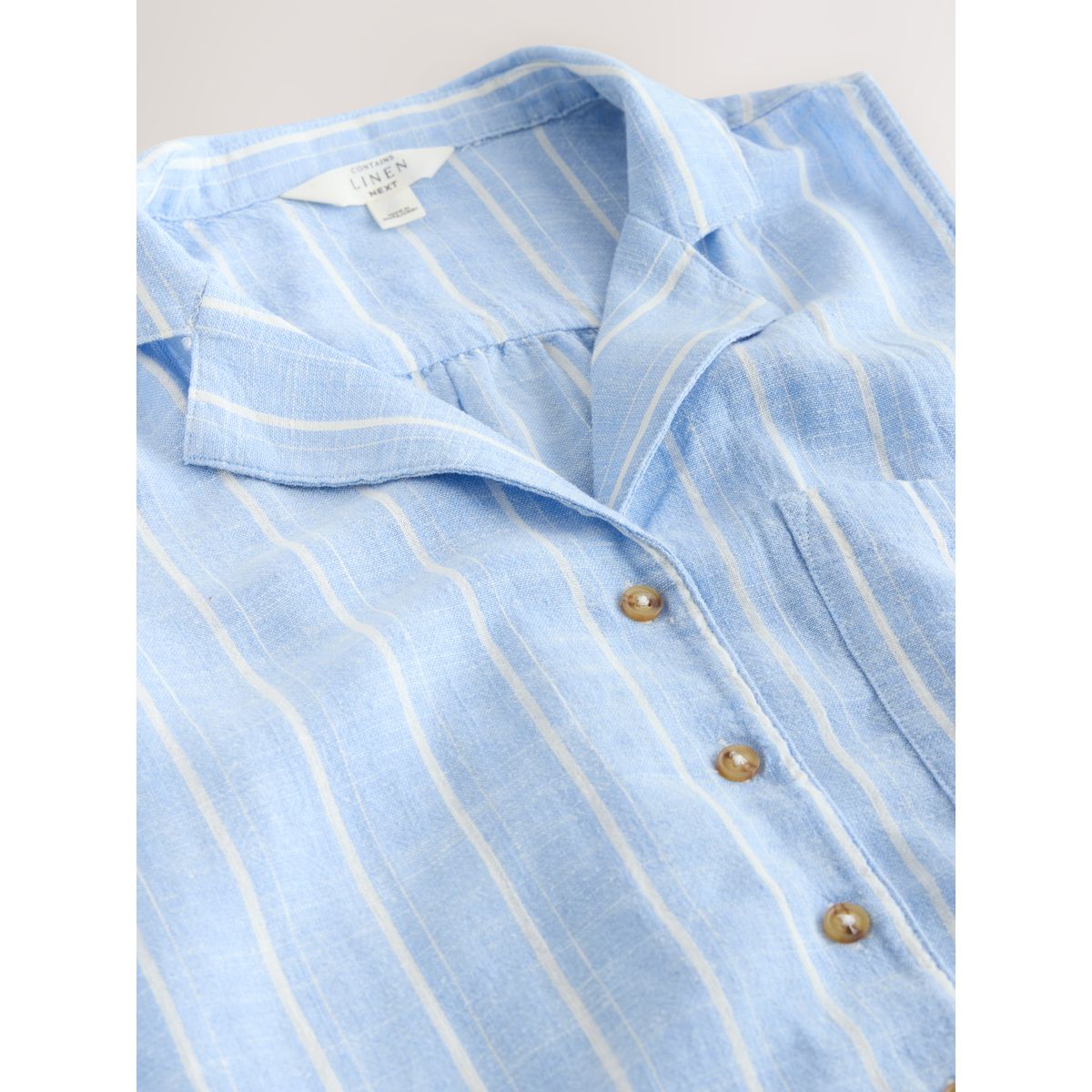 Chemise sans manches avec col à revers et lin rayé bleu/blanc, NEXT