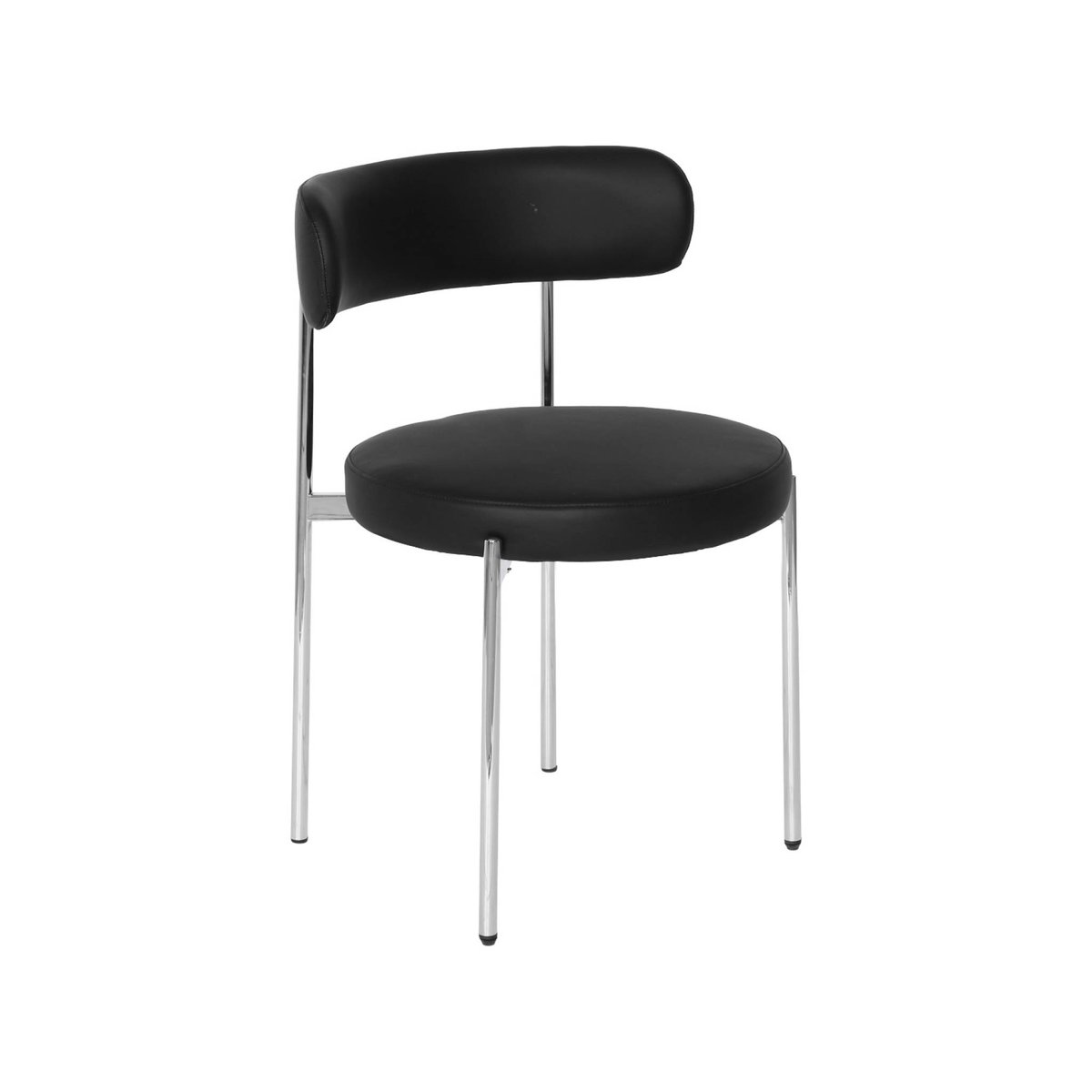Chaise ronde vintage acier chromé et simili cuir (lot de 4) LOLA noir, SWEEEK