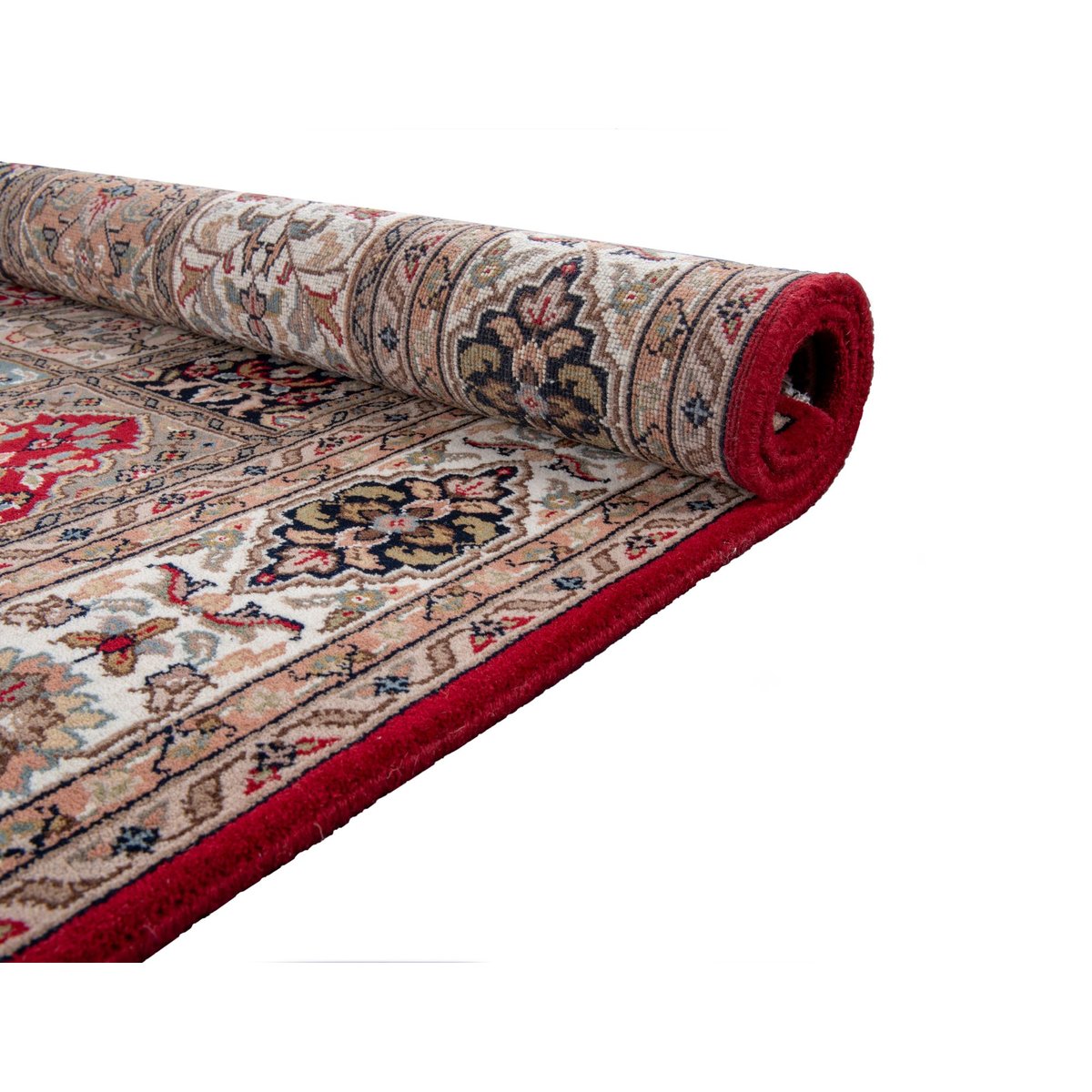 Tapis d'orient classique Benares noué main crème marron, THEKO