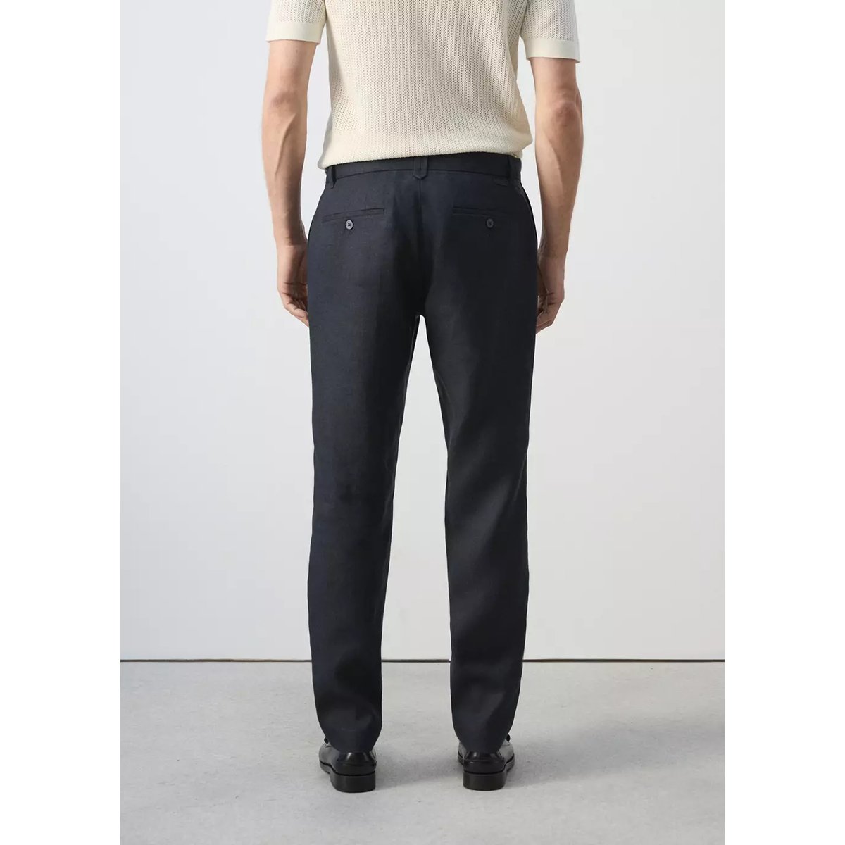 Pantalon 100 % lin slim fit bleu marine, MANGO MAN