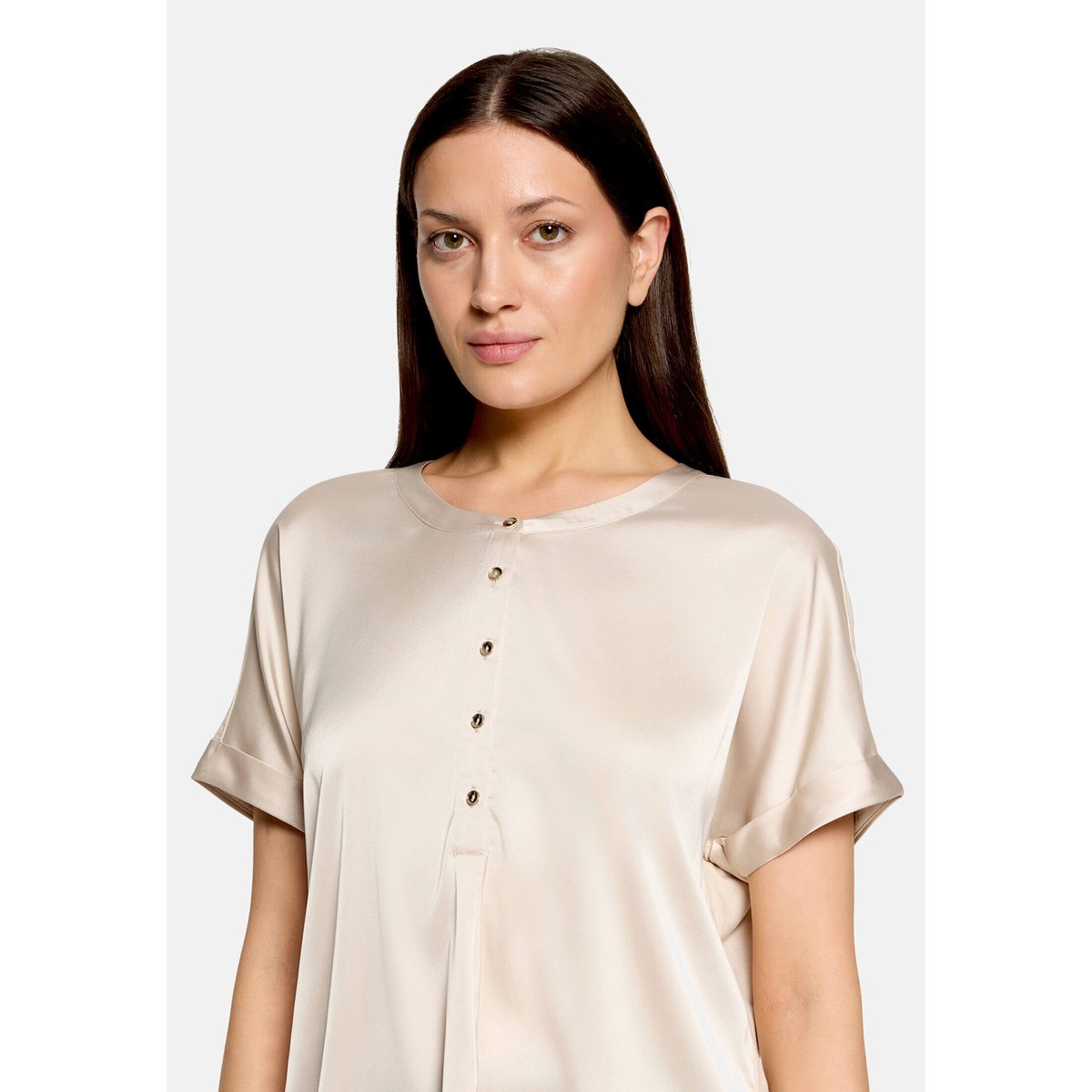 T-shirt façon blouse à revers au bas des manches gris, BETTY BARCLAY