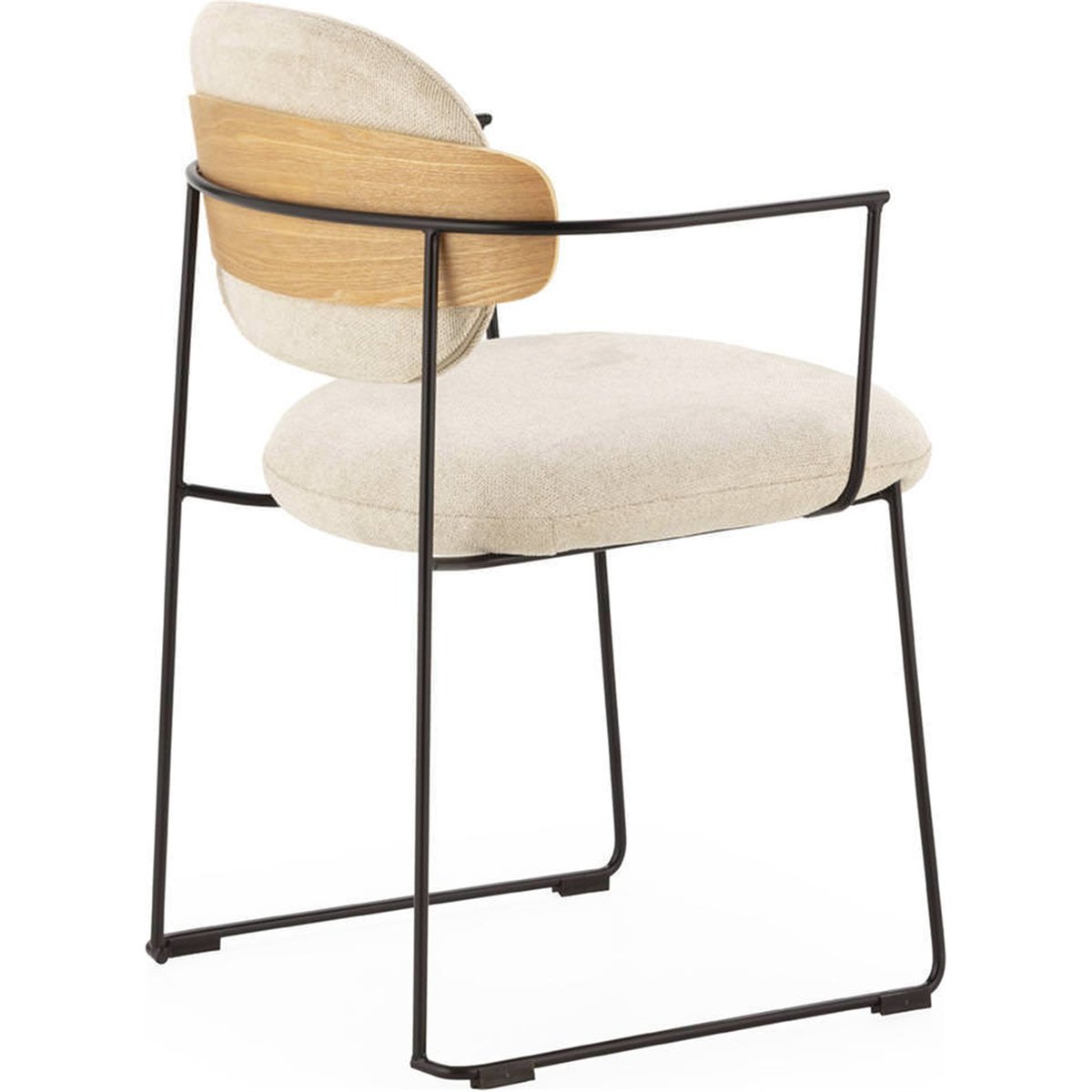 Chaise contemporaine en tissu et métal noir, naturel et blanc, RECOLLECTION