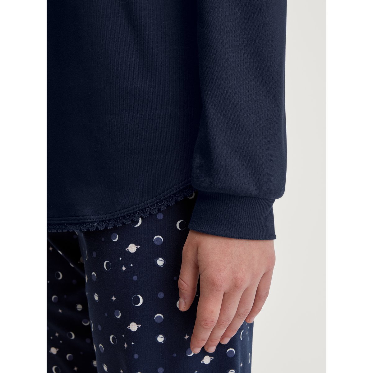 Pyjama avec bords élastiques manches longues Coton MIDNIGHT DREAMS bleu paon, CALIDA