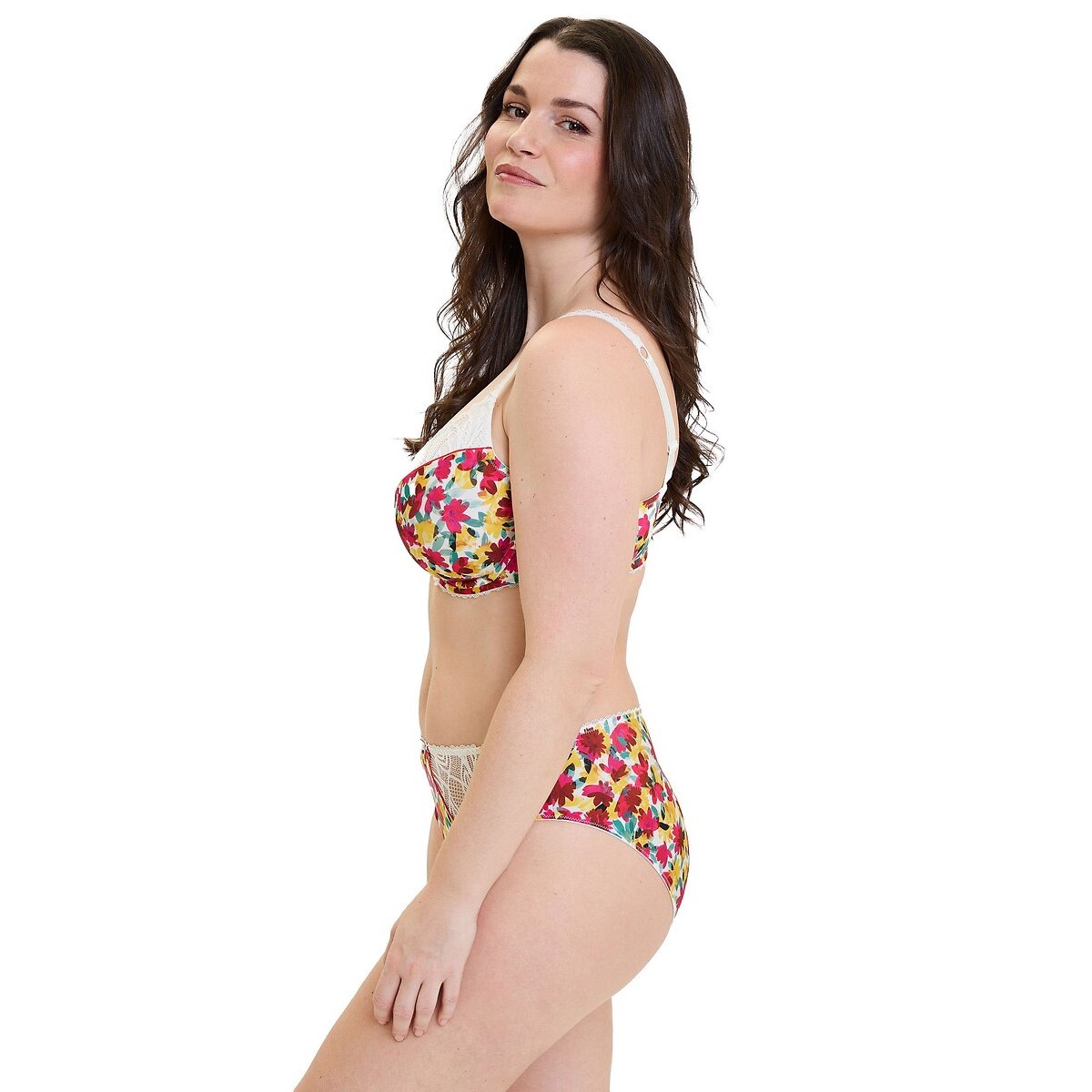 Slip in pizzo e microfibra CELIA fiori rossi/gialli, SANS COMPLEXE