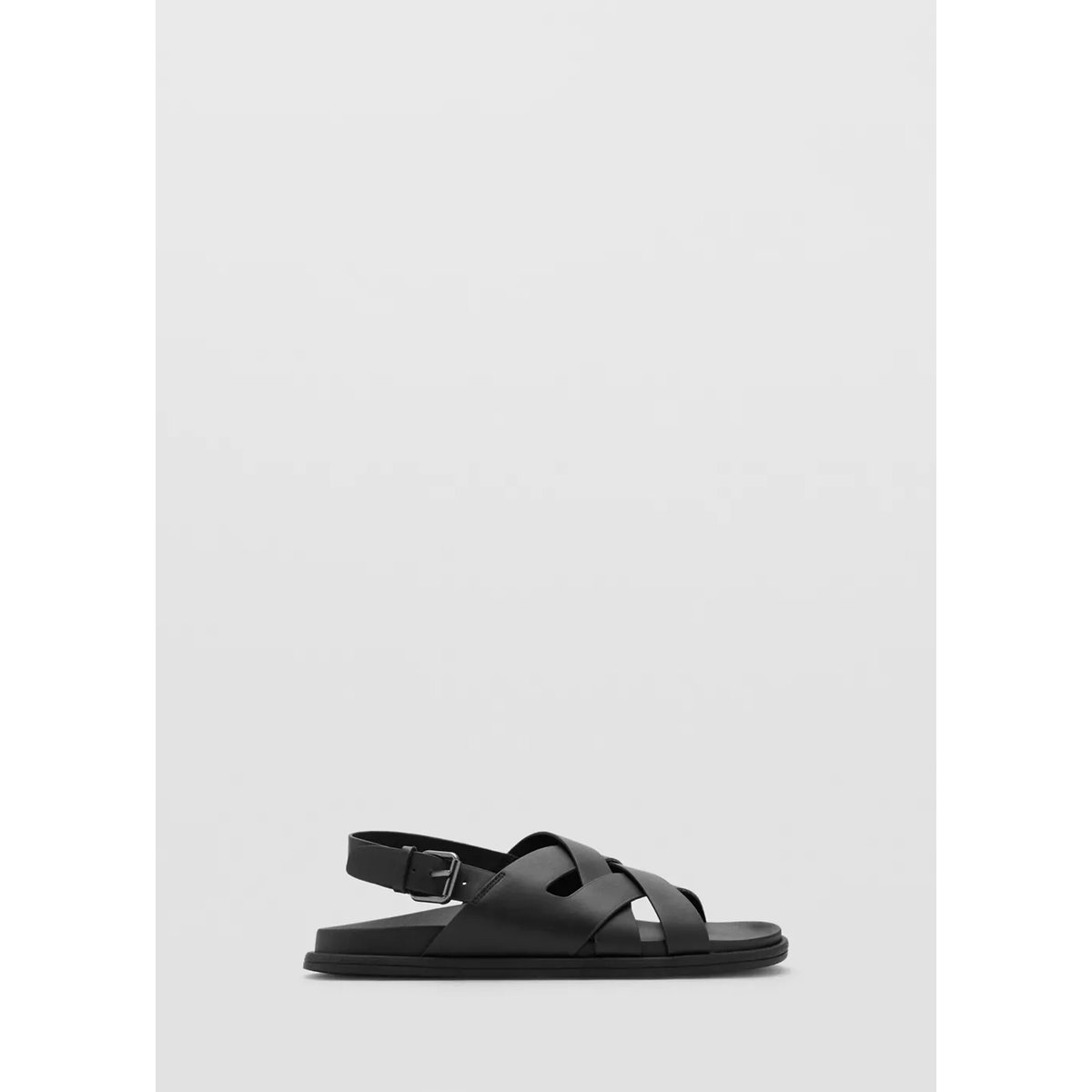 Sandales cuir lanières croisées noir, MANGO MAN