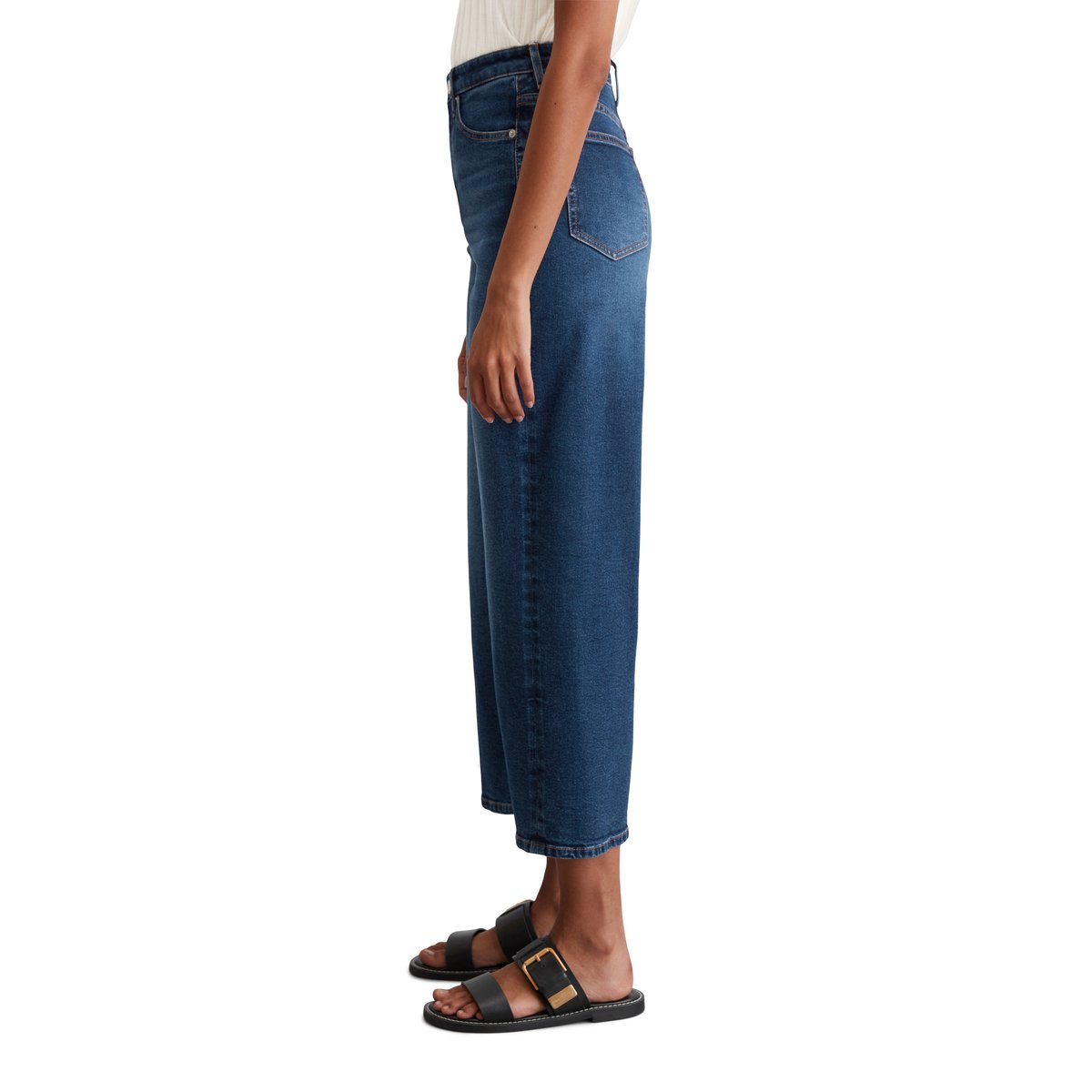Jeans modèle Tolva large en coton organique mélangé stretch bleu foncé, MARC O'POLO