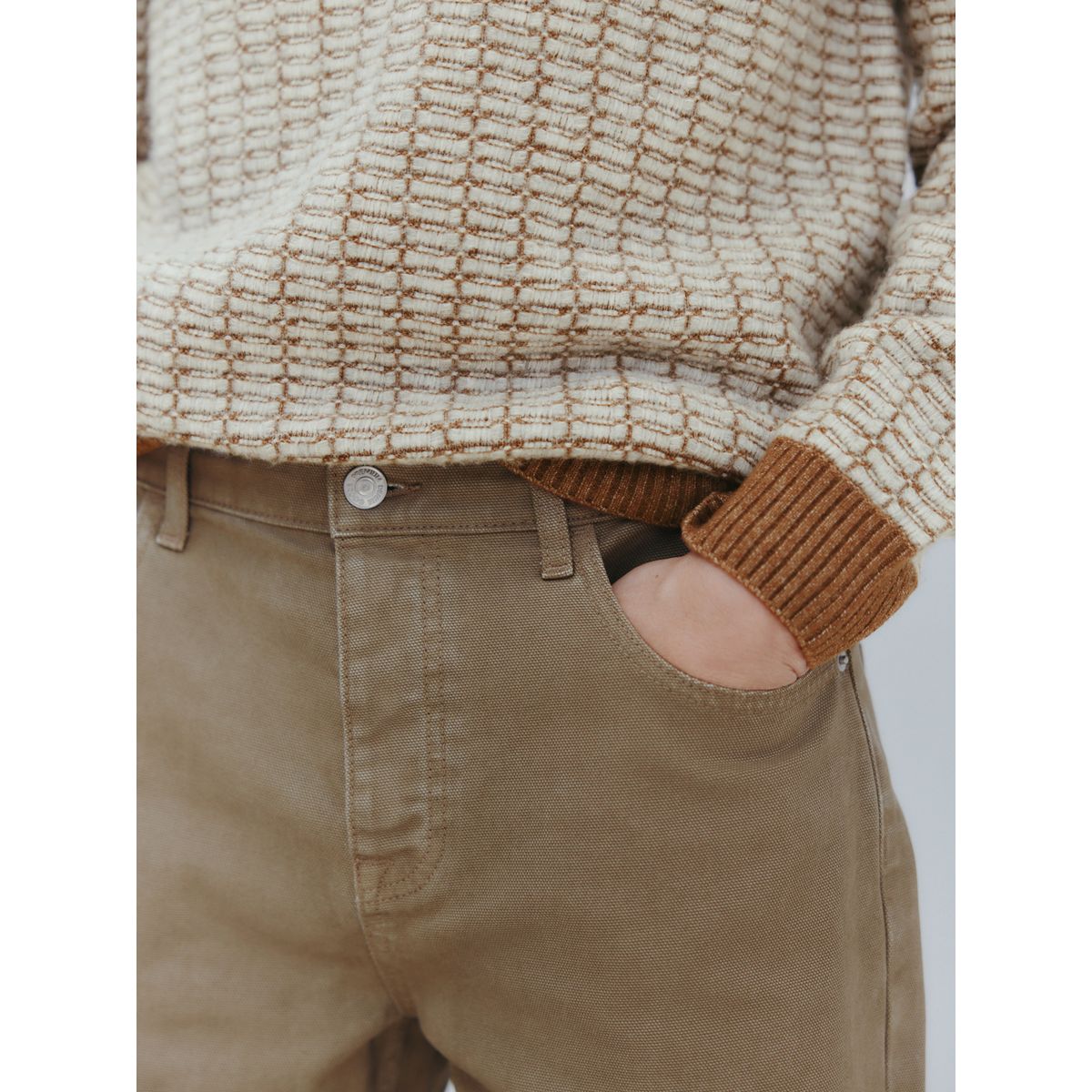 Jean en toile aspect denim marron fauve, NEXT