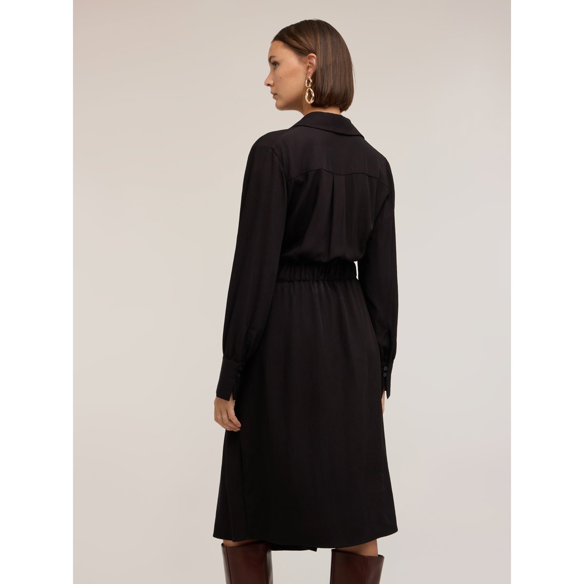 Robe chemise drapée noir, MOTIVI