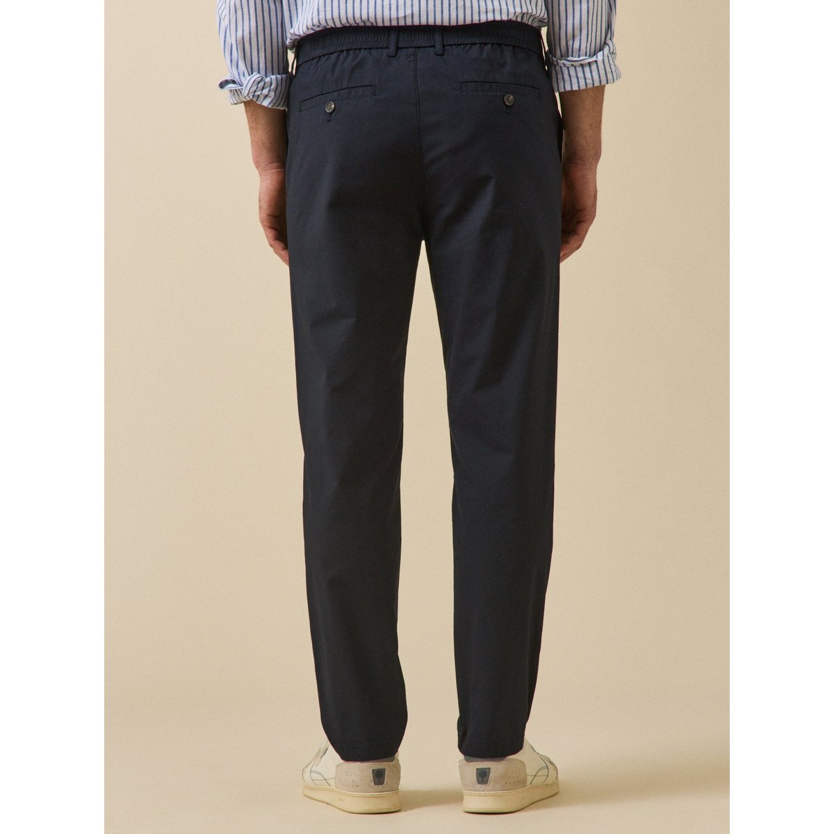 Pantalon taille élastiquée popeline craquante encre, CYRILLUS