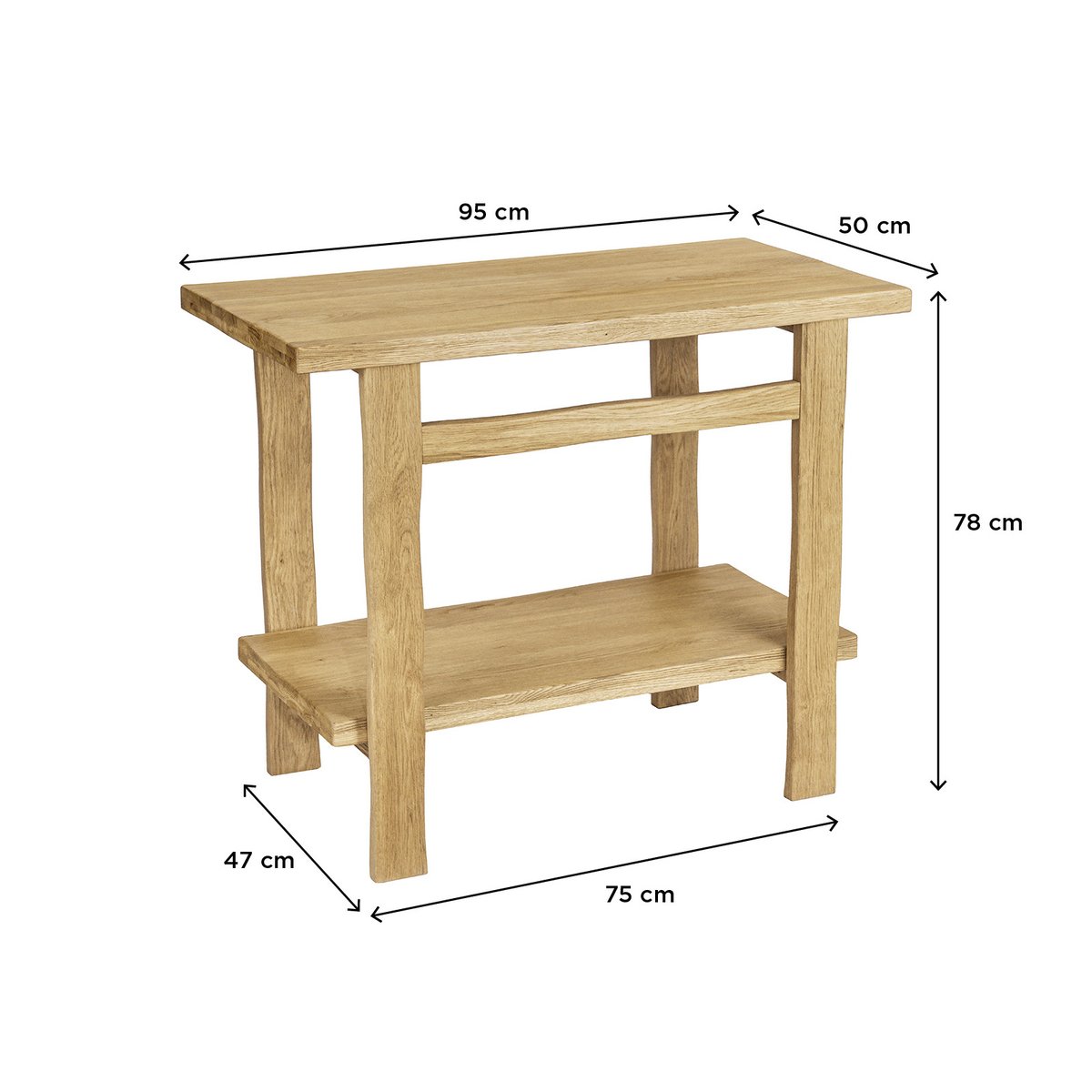 Meuble simple vasque sur pieds 95cm en chêne massif esprit établi OFICIO chêne, MOB IN