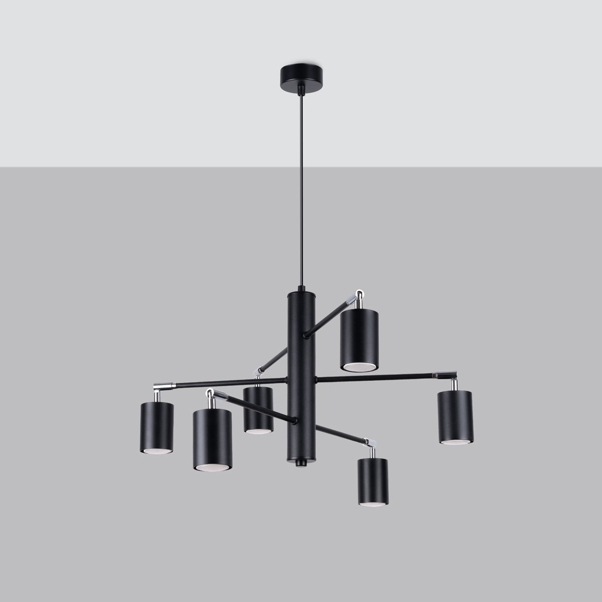 Suspension Acier Noir GU10 6 Lemmi noir, EDEN