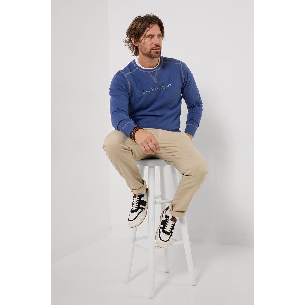 T-shirt à col rond avec motif Bikes, Beats & Boards bleu, JOE BROWNS
