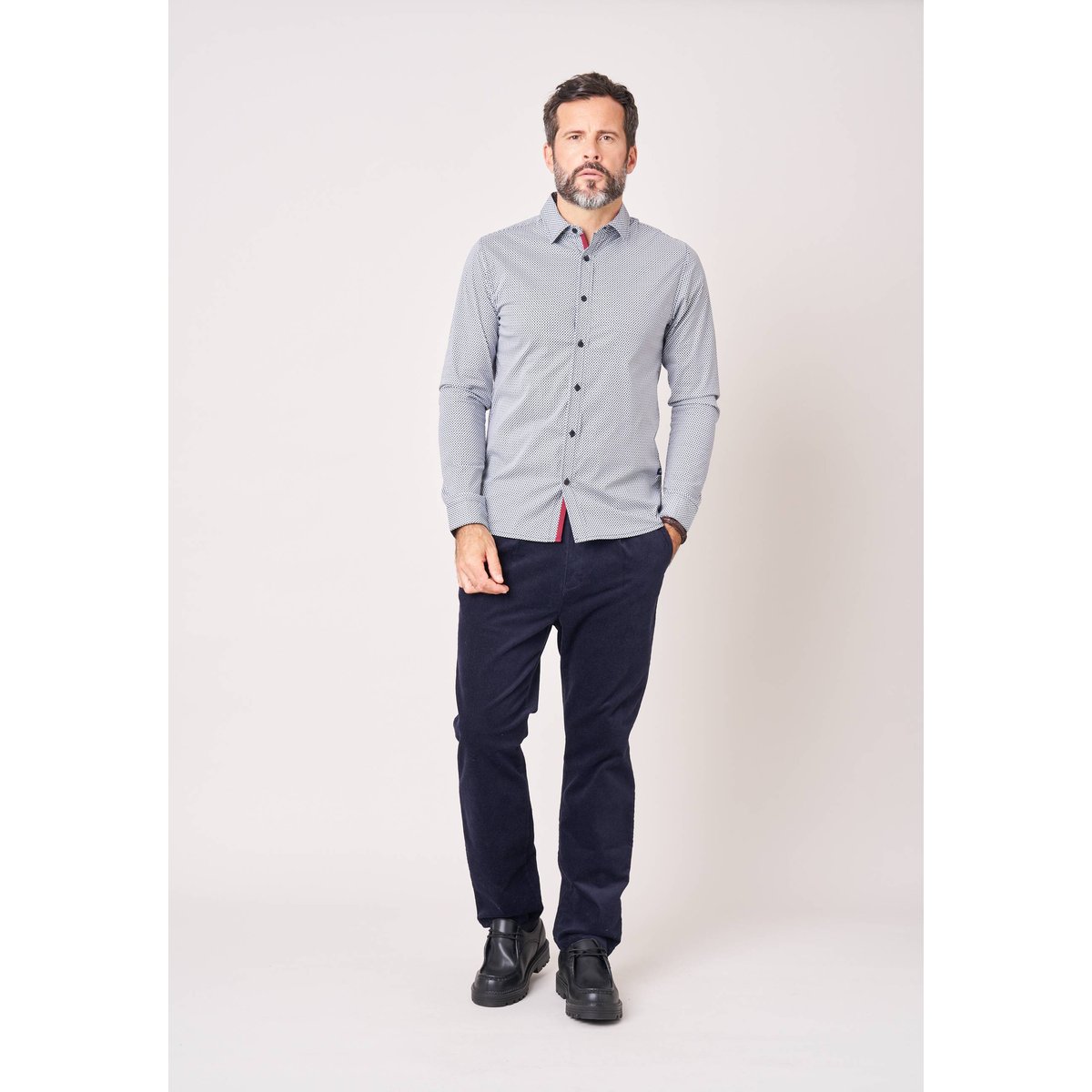 Chemise regular homme en coton imprimée ARMONDO navy, DEELUXE