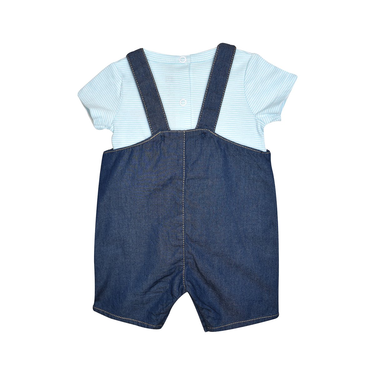 Ensemble tee shirt salopette guido jean court naissance bleu, SUCRE D'ORGE