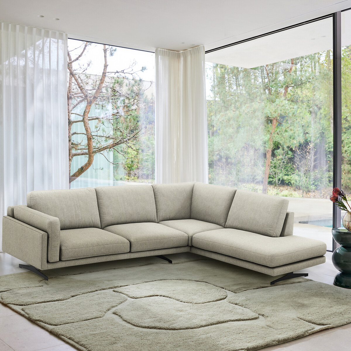 Ecksofa César, Tweed-Optik elfenbein, AM.PM