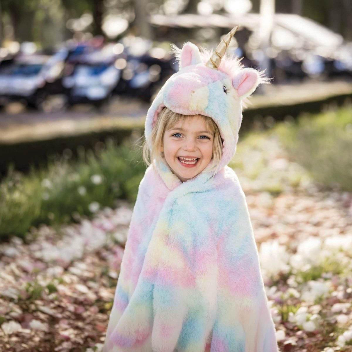 Déguisement enfant cape licorne arc en ciel super douce rose, GREAT PRETENDERS
