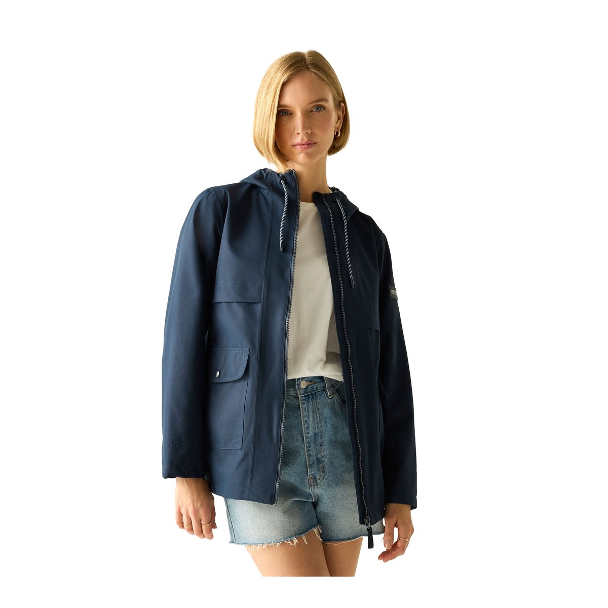 Veste imperméable motif/style floral sur l'intérieur ORLEA bleu marine, REGATTA