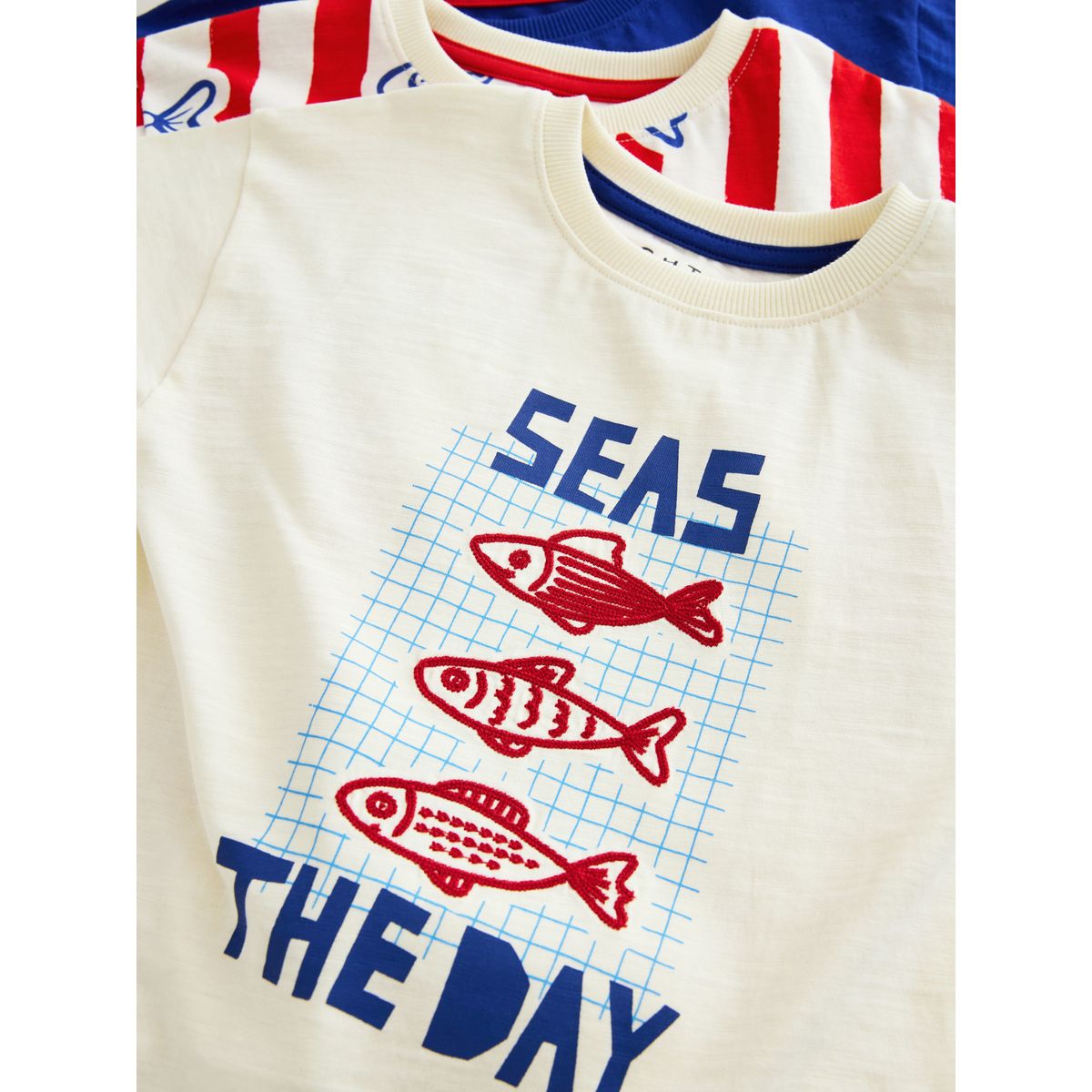 Pyjama short, lot de 3 rouge/bleu/blanc bord de mer, NEXT