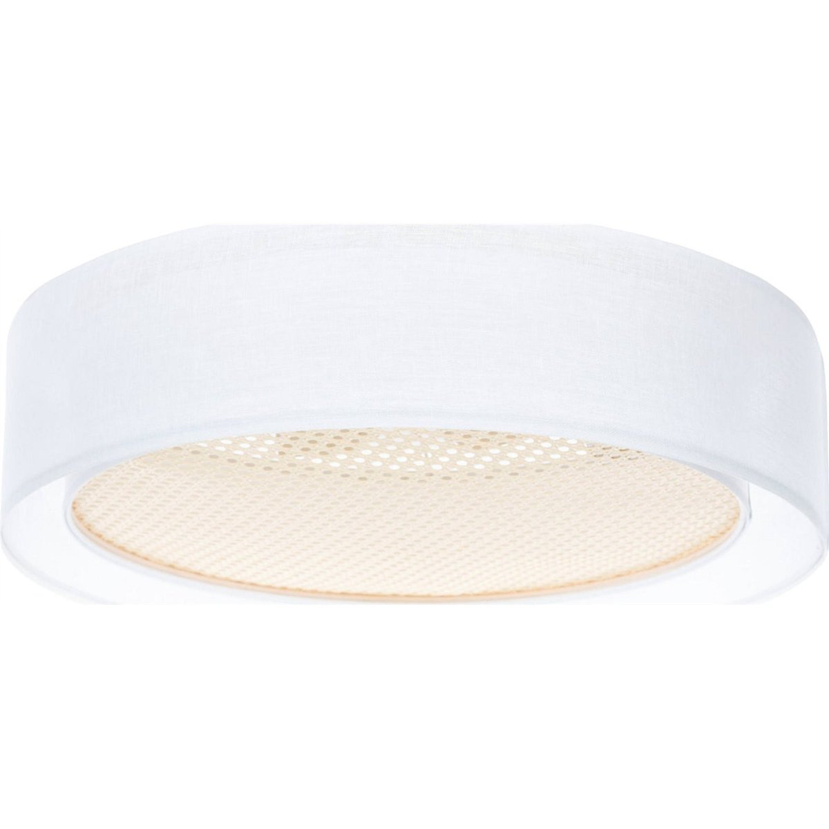 Plafonnier rond en tissu double couche Puro blanc tissu effet rotang beige, BPS KONCEPT