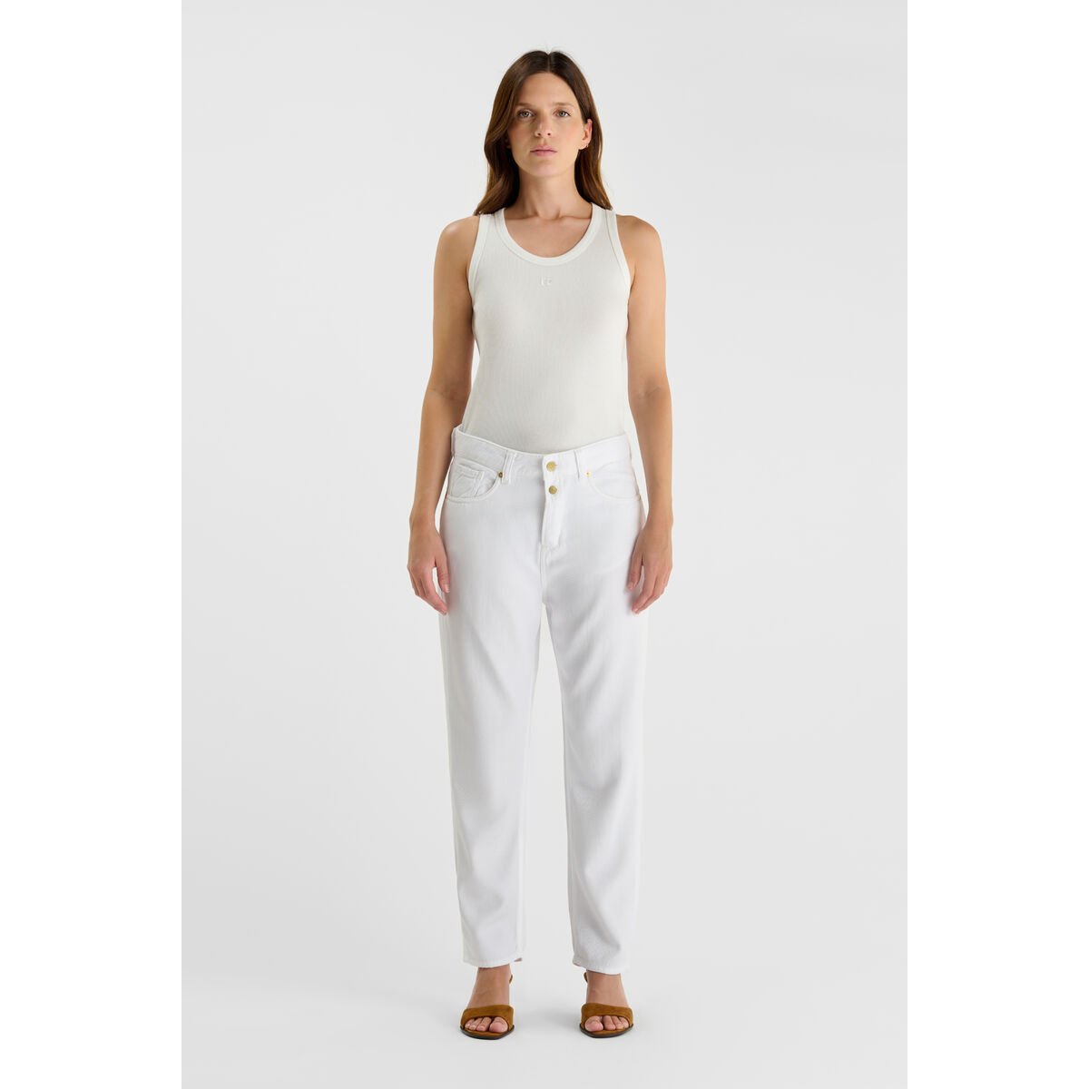Jeans loose, large 400/60 girlfriend , 7/8ème white, LE TEMPS DES CERISES