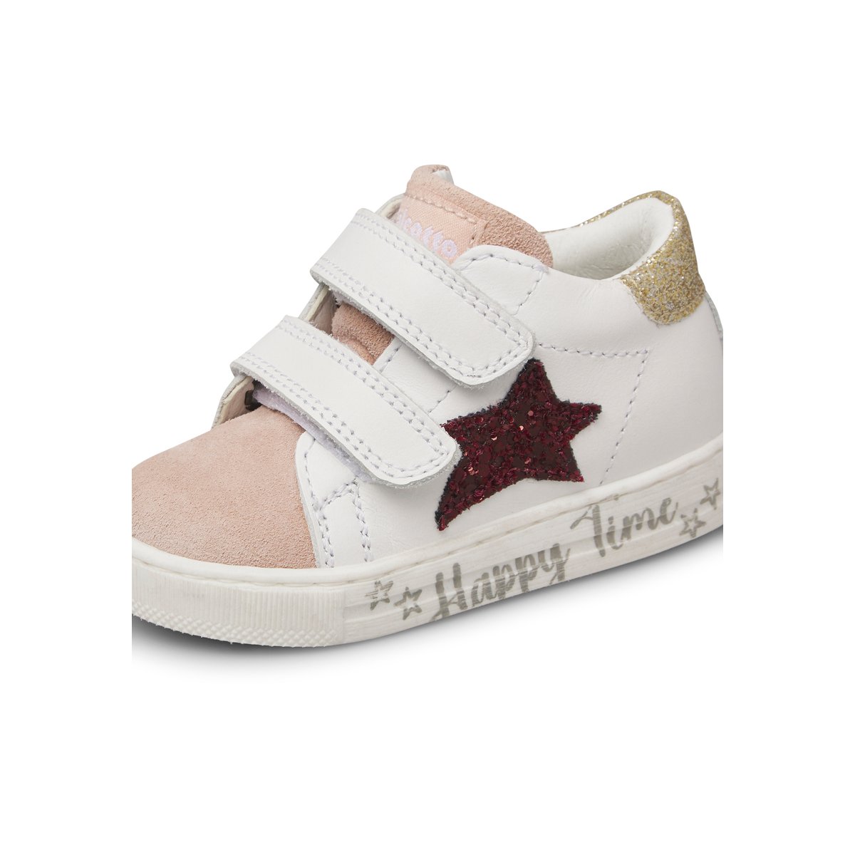 Baskets en cuir et suède SASHA VL blanc-rose-, FALCOTTO