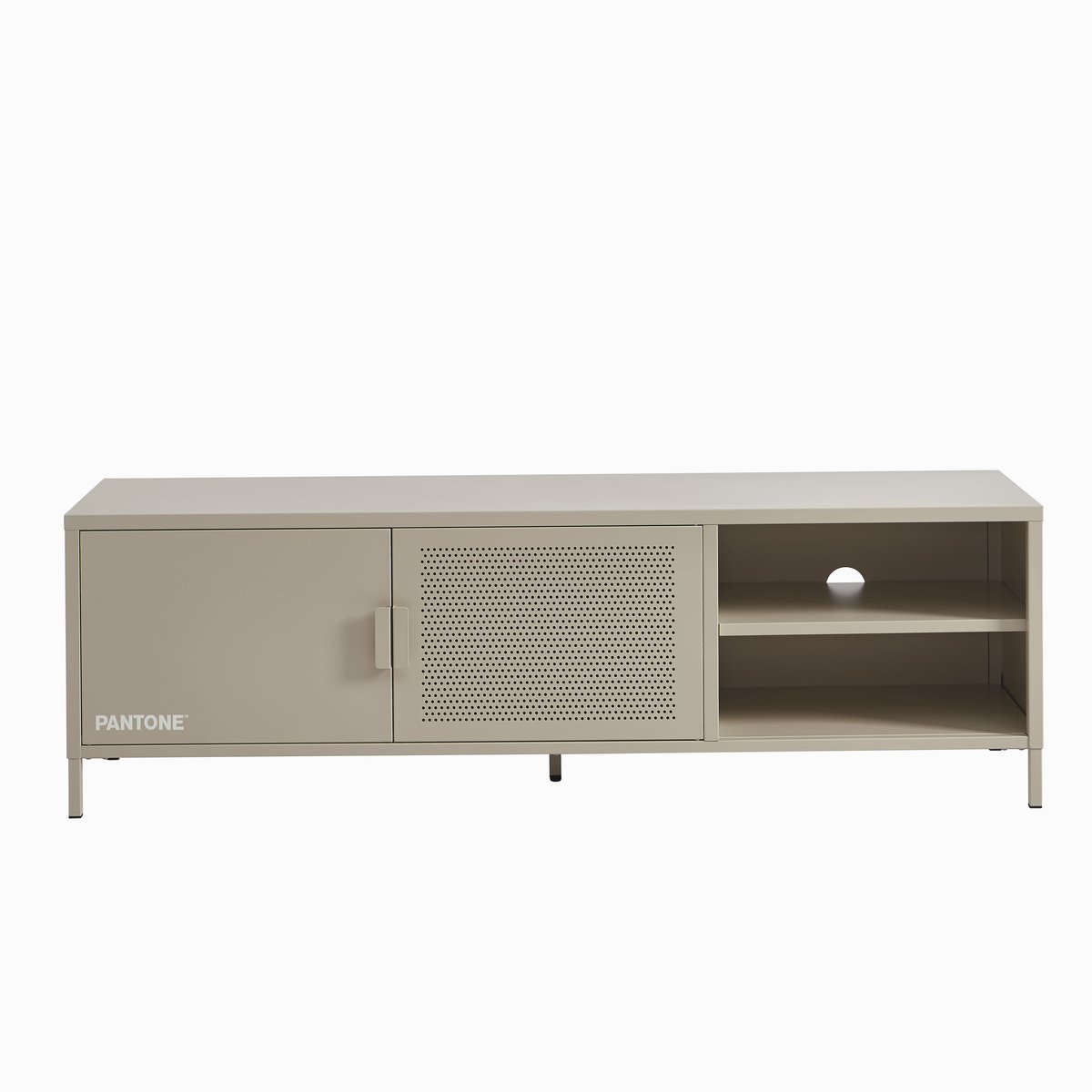 Meuble TV en acier 2 portes taupe, PANTONE