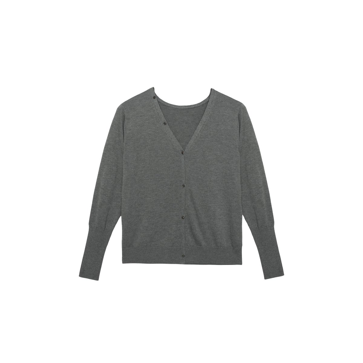 Cardigan tricot réversible devant/dos gris chiné, IKKS