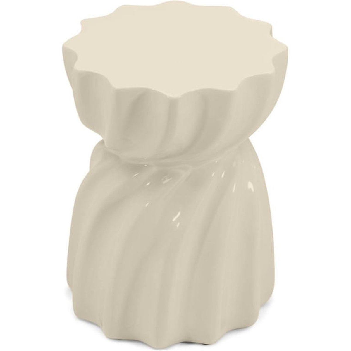 Table d'appoint ondulée finition brillante beige brillant, RECOLLECTION
