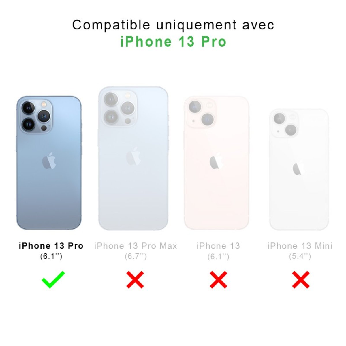 Coque Anti-choc compatible Magsafe pour iPhone 13 Pro Transparente + 2 vitres transparent, EVETANE