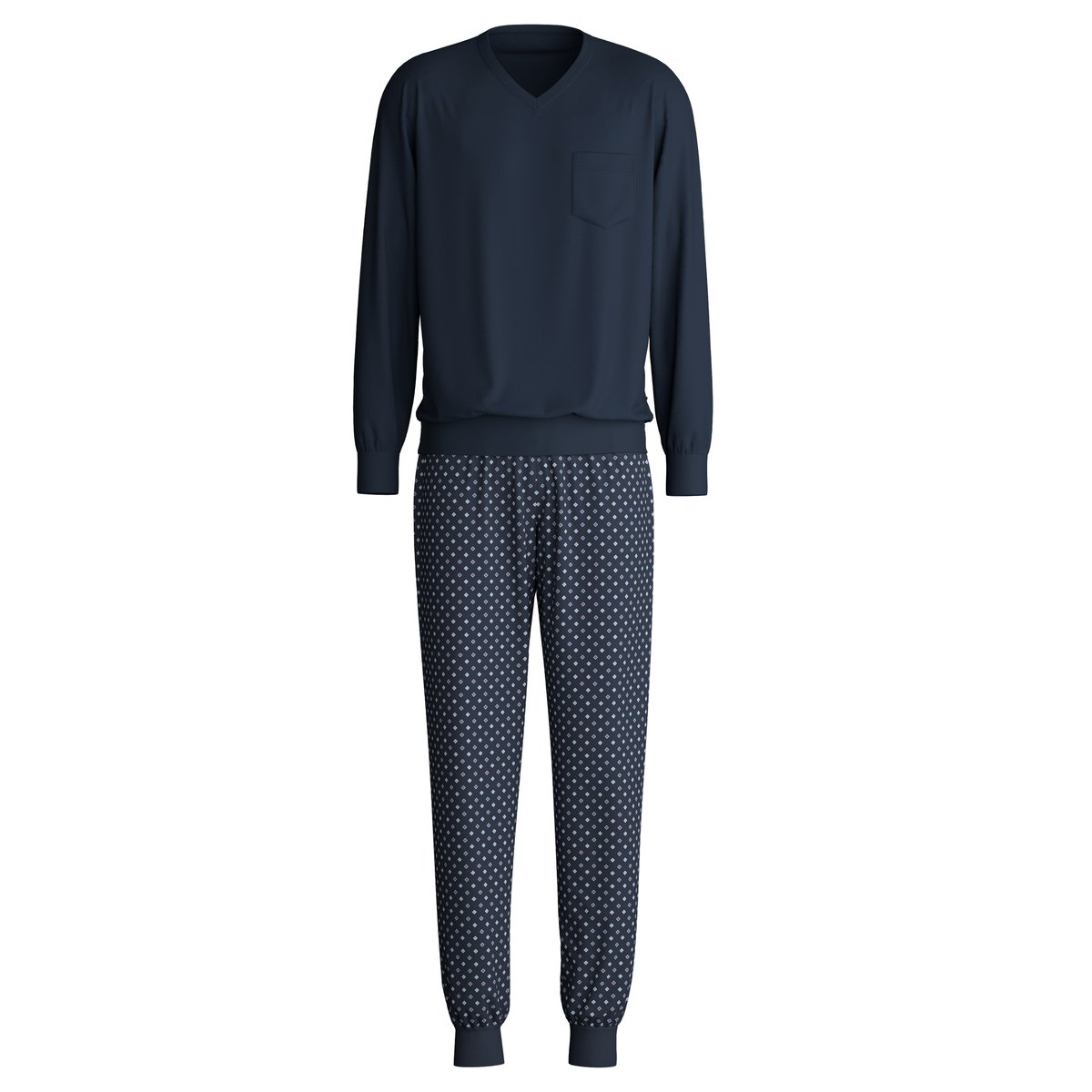 Pyjama avec bords élastiques manches longues Coton RELAX STREAMLINE saphir bleu, CALIDA