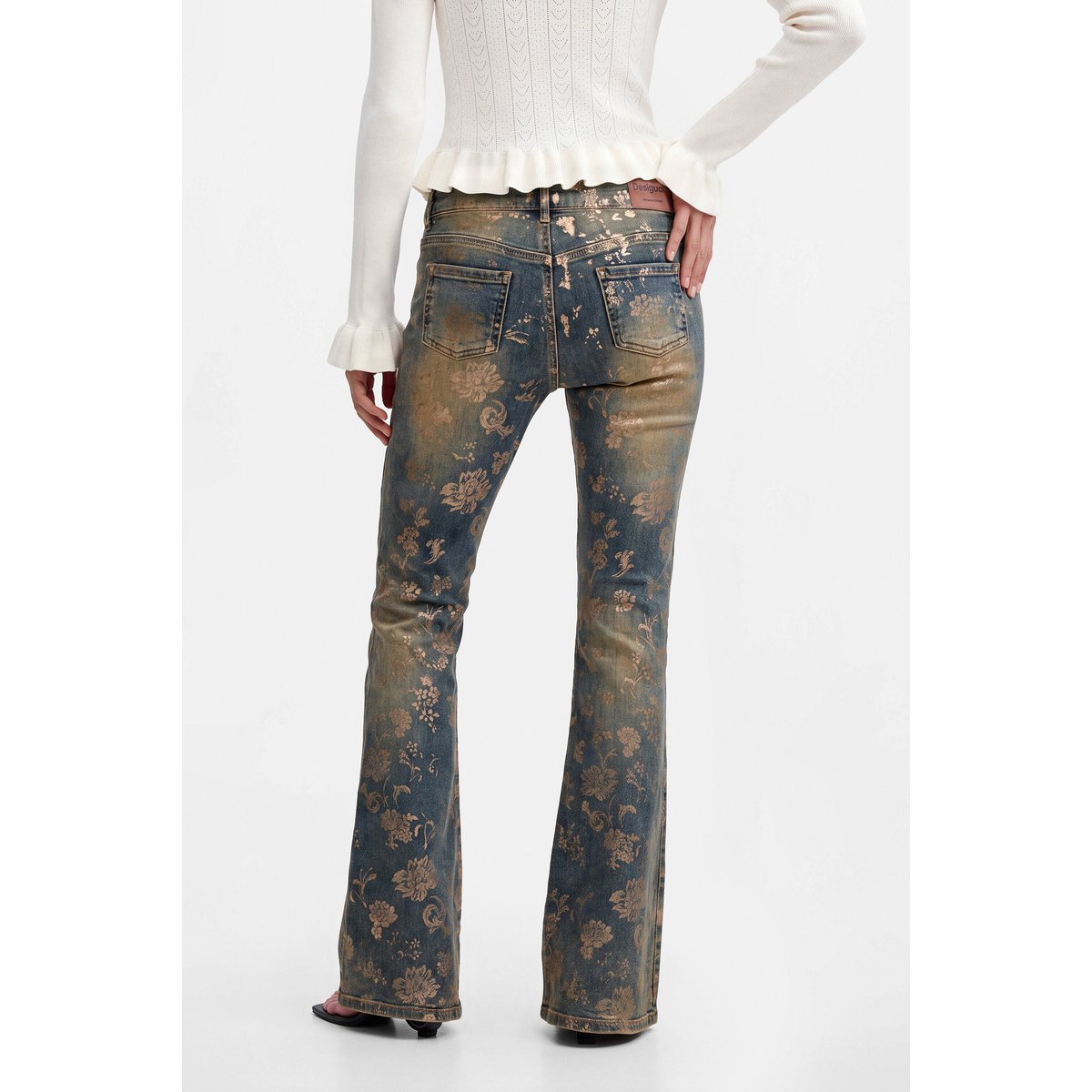 Pantalon jean flare effet brillant bleu clair, DESIGUAL