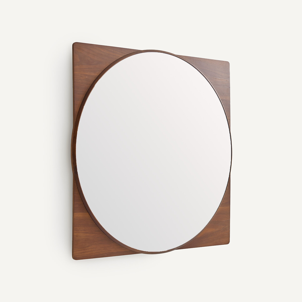 Miroir rond avec encadrement en noyer, hauteur 90 cm, NOTTERI noyer, AM.PM