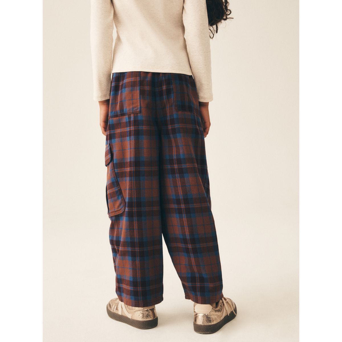 Pantalon cargo marron à carreaux, NEXT
