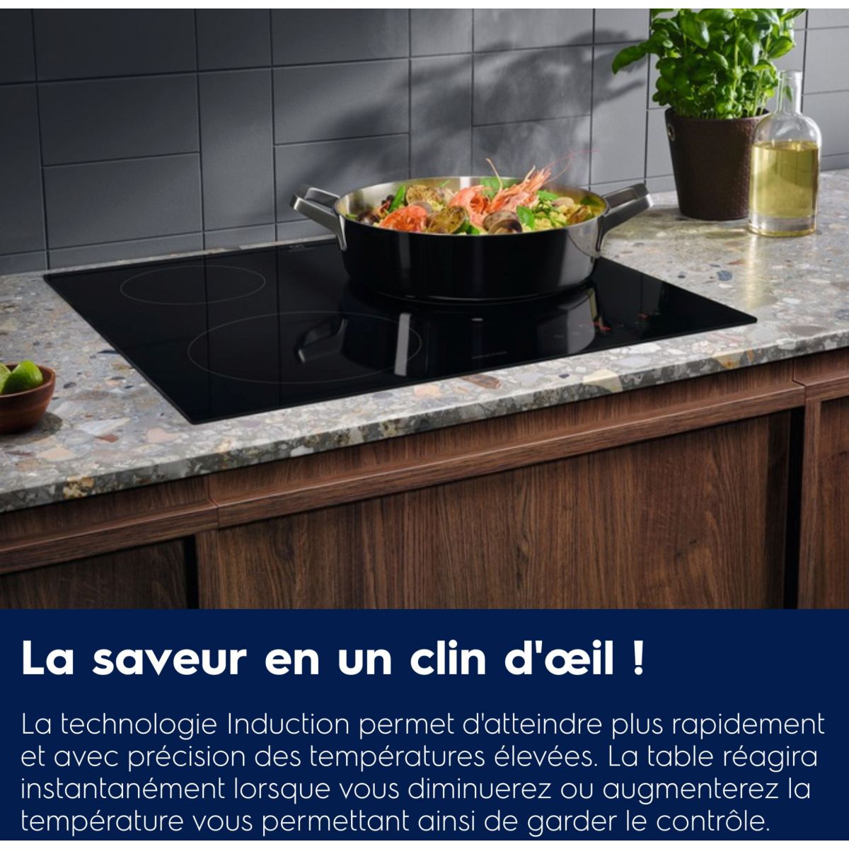 Plaque induction BIT60336BK - 3 foyers et Connexion hotte Hob2Hood couleur unique, ELECTROLUX