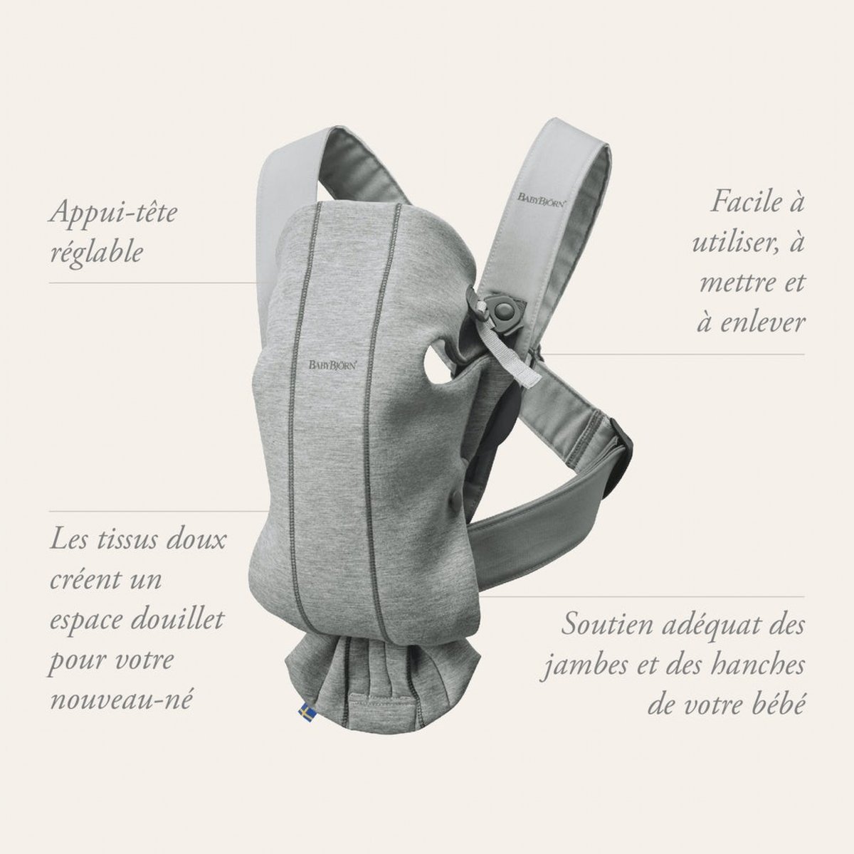 Porte bébé mini mesh 3D anthracite, BABYBJORN
