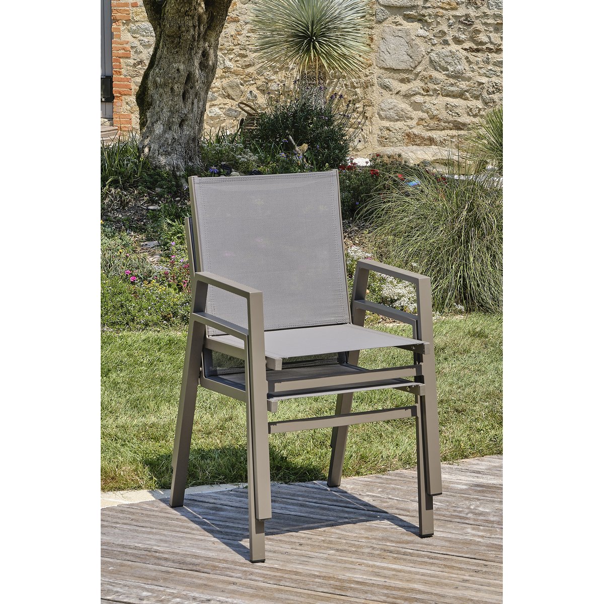 Ensemble repas de jardin 6 places en aluminium FLORIDE quartz, DCB GARDEN
