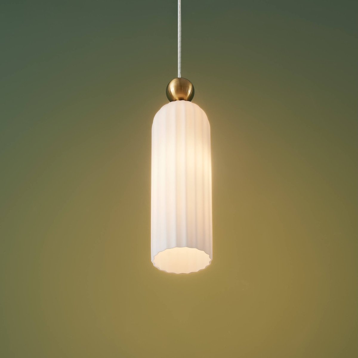 Suspension cylindre verre opale - LEONORA laiton et blanc, KOSILUM