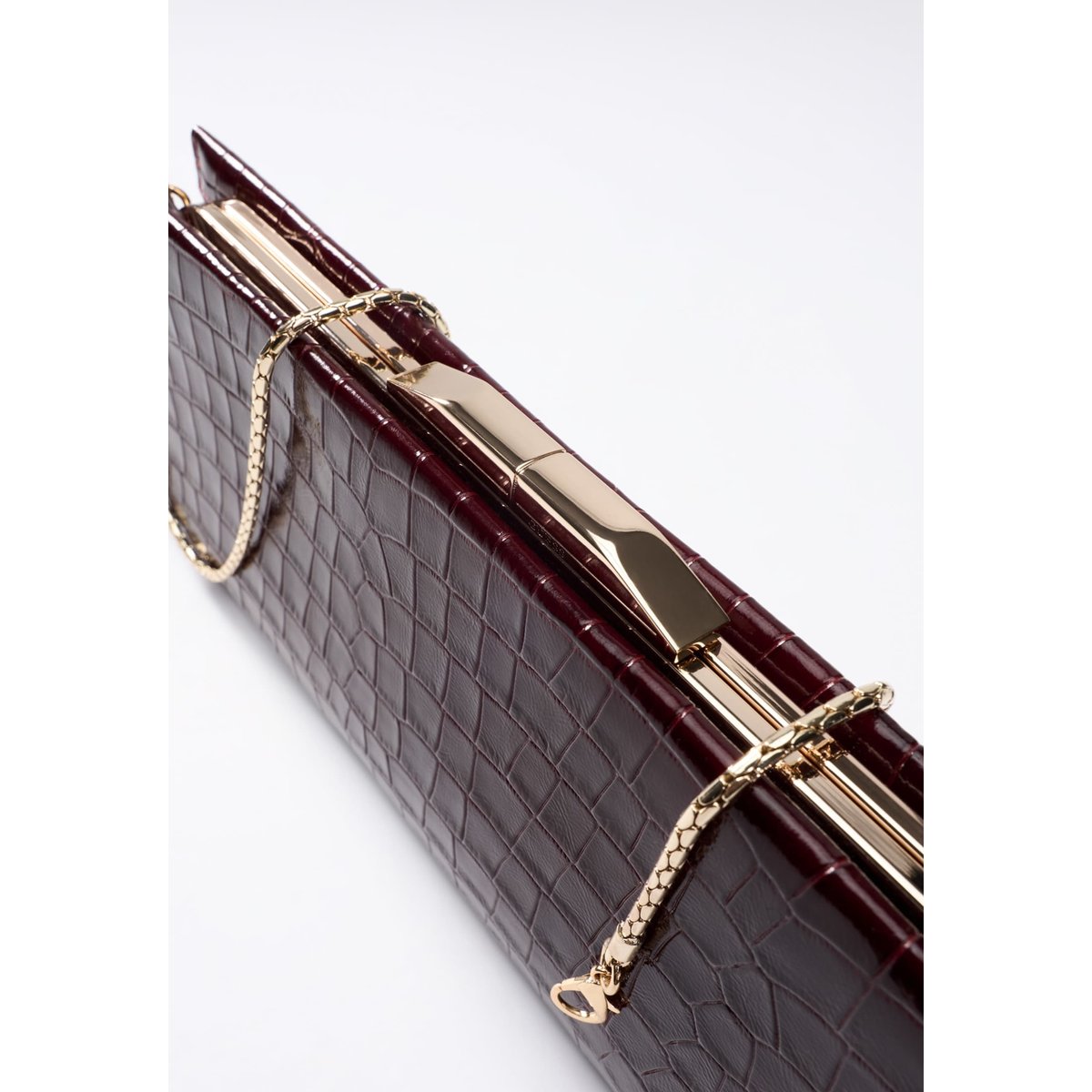 Pochette En Cuir Véritable Leonie bordeaux, GUESS