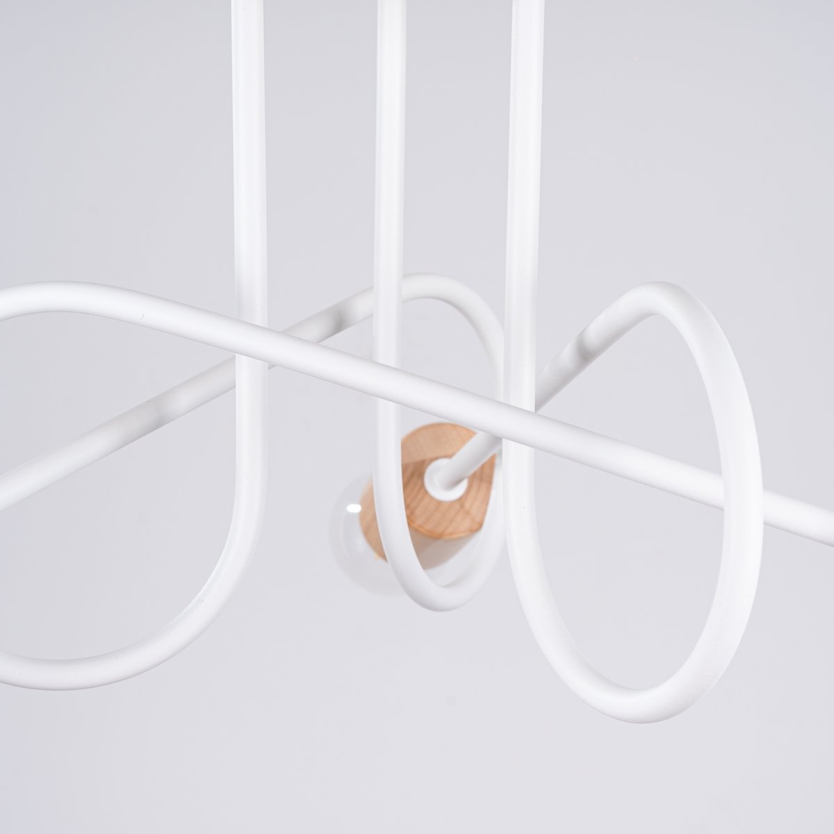 Lustre Acier Blanc/Bois Naturel E27 3 Ember blanc, EDEN