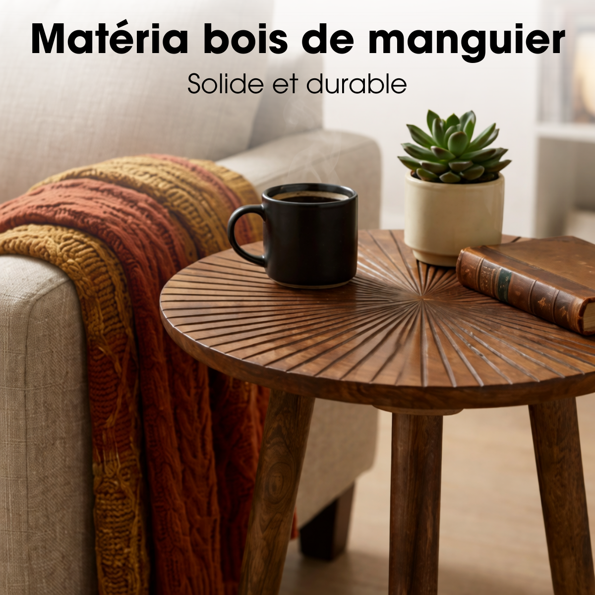 Table D'appoint POMANTE brun foncé, MICA DECORATIONS