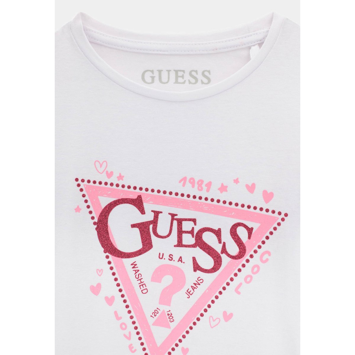 T-Shirt Avec Logo Triangle blanc, GUESS KIDS
