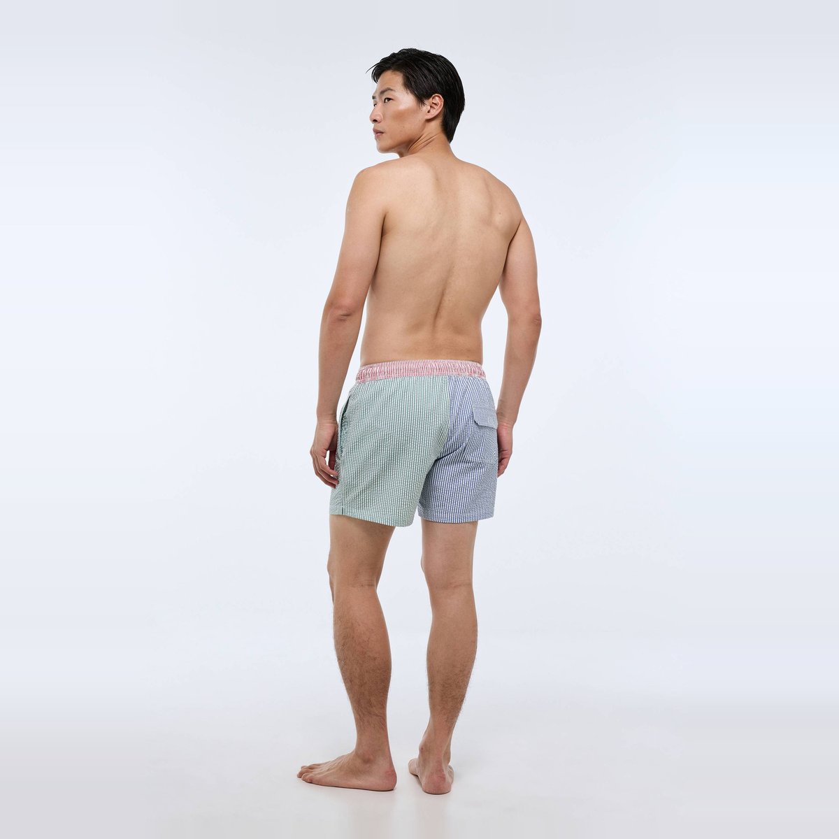 Short de bain seersucker rayé multicolore chine, MONOPRIX