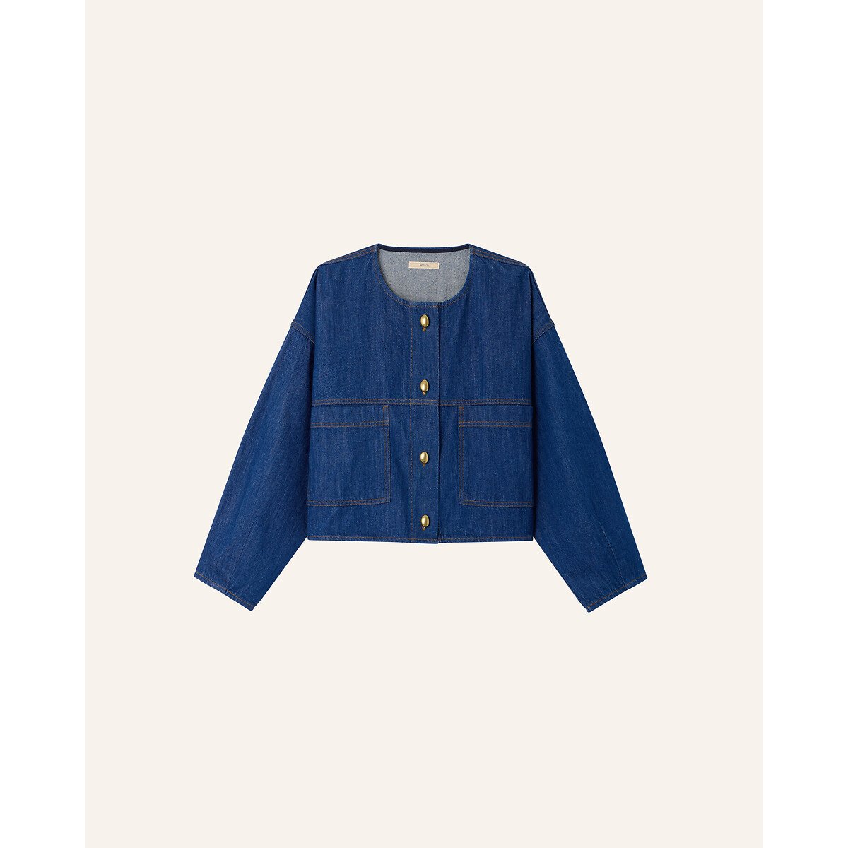 Veste en denim à col rond, ALMODIVA denim bleu, SESSUN