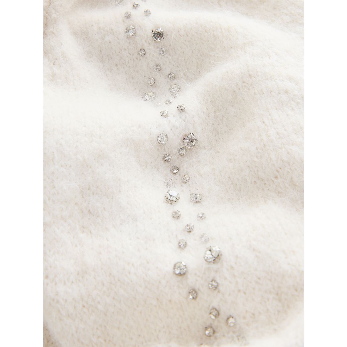 Pull avec manches ornées de pierres et laine ecru/blanc, NEXT