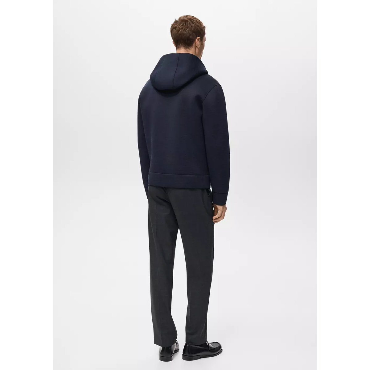 Sweat à zip effet néoprène bleu marine, MANGO MAN