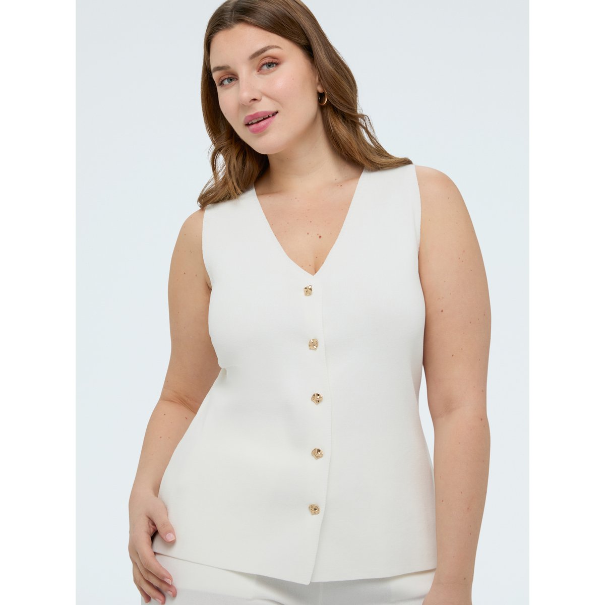 Gilet long en maille blanc, FIORELLA RUBINO
